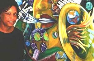 Sherard Van Dyke and 'Sarah Vaughan' painting